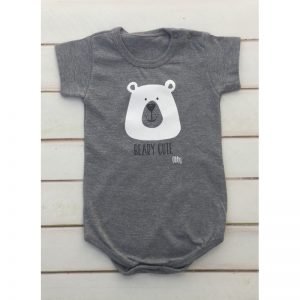BODY MANGA CORTA GRIS CON OSO BLANCO