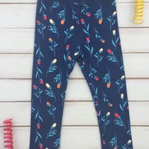 CALZA AZUL MARINO CON ROSAS NARANJAS , AMARILLOS Y ROJOS LTTL MNNY