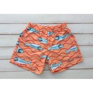 MALLA NARANJA CON  TIBURONES