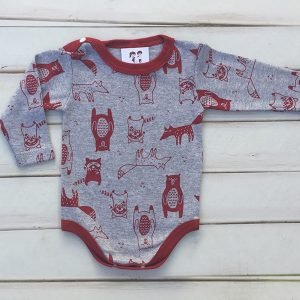 BODY M/L GRIS CON ANIMALITOS ROJOS