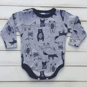 BODY M/L GRIS CON ANIMALITOS AZULES