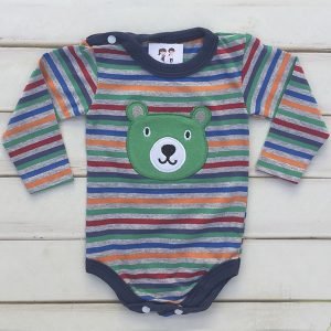 BODY M/L RAYADO CON CARA DE OSO VERDE