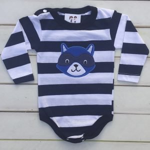 BODY M/L RAYADO BLANCO Y AZUL CON ZORRITO EN EL CENTRO