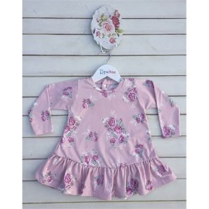 VESTIDO FRISADO ROSA FLOREADO