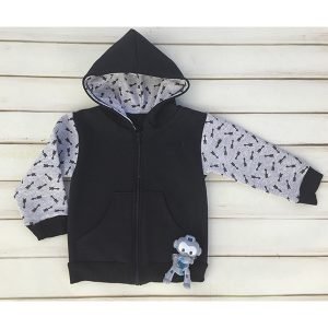 CAMPERA FRISADA NEGRA CON FLECHAS