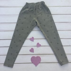 CALZA DE LUREX VERDE CON CORAZONES