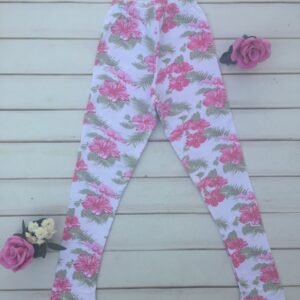 CALZA BLANCA CON FLORES GRANDES FUCCIA NTS GRLS - Imagen 1