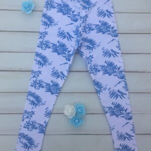 CALZA BEIGE CON HOJAS DE PALMERAS AZULES NTS GRLS - Imagen 1