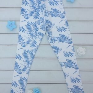 CALZA BLANCA CON HOJAS DE PALMERAS AZULES NTS GRLS - Imagen 1