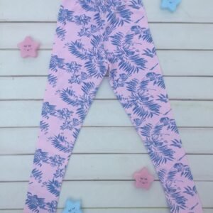 CALZA ROSA CON HOJAS DE PALMERAS AZULES NTS GRLS - Imagen 1