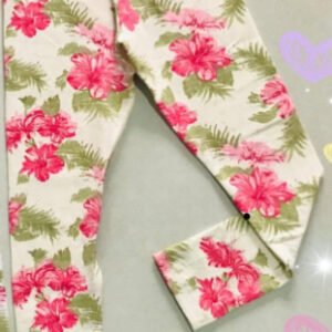 CALZA BEIGE CON FLORES GRANDES FUCCIA NTS GRLS - Imagen 1