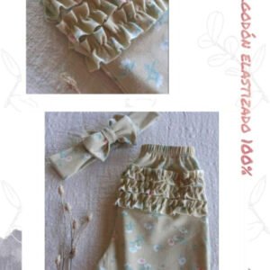 CALZA BEIGE CON FLORES  Y VOLADOS EN PARTE POSTERIOR PRÑTS - Imagen 1